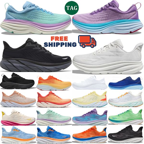

Free shipping Kawana Bondi 8 Clifton 9 designer Casual sneakers shoes women men triple black white pink blue grey purple mens womens sports trainers 35-45