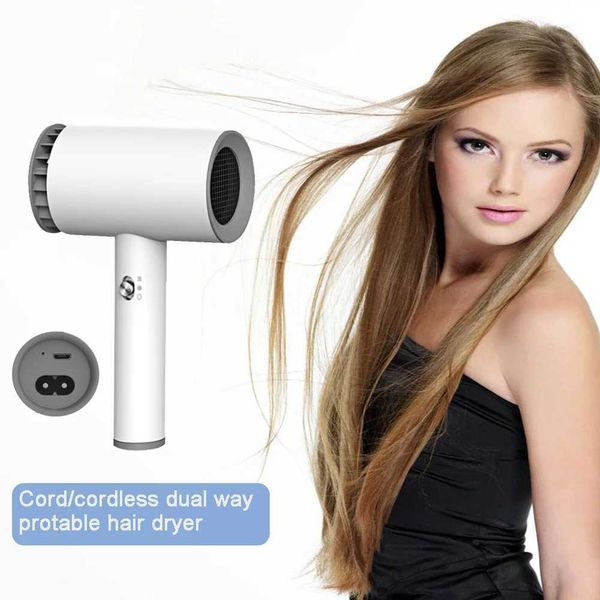 

Portable Cord Cordless Dual-Way Dryer Rechargeable 220V AC Hot Cold Wind Hair Blower For Travel Art Painting OutdoorXJ241007, White