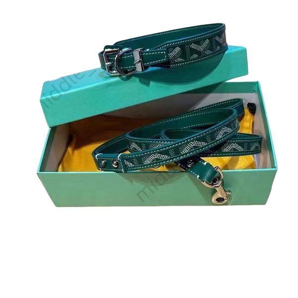 

Ins Classic High-end Cow Leather Pet Collar Large, Medium And Small Dogs Dog Leash Set Gift Box, Blue