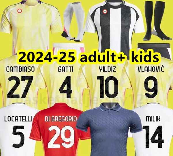 

YILDIZ soccer jerseys 2024 THURAM home away MILIK DI MARIA VLAHOVIC KEAN POGBA CHIESA McKENNIE LOCATELLI top jerseys 24 25 Kits men Kids unifor KOSTIC, Away1