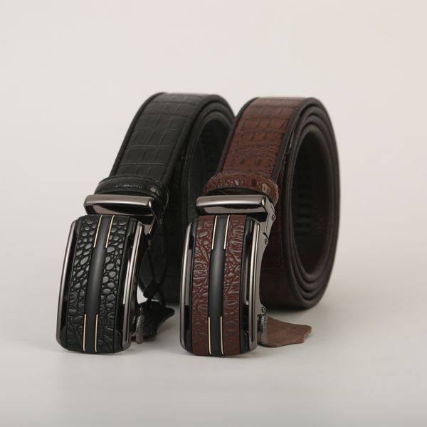 

Men's alligator cowhide automatic buckle belt, Black