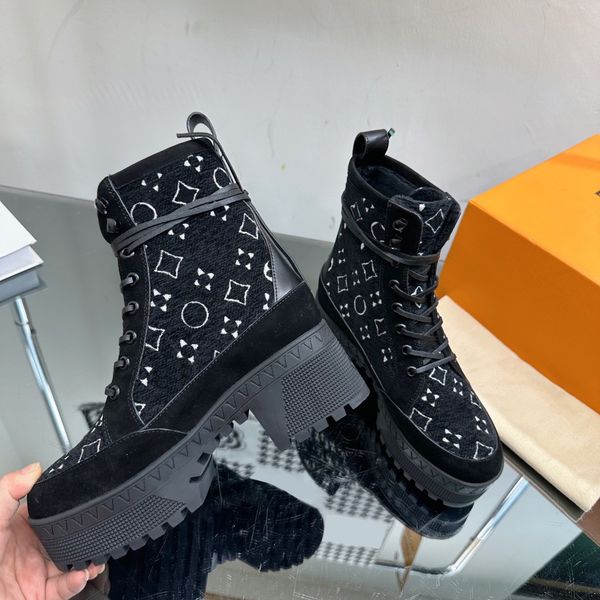 Womens laureate platform desert boot man Designer Ankle boot Platform shoe Luxury Leather Chunky booties Rubber sole suede Loafers winter Martin Wedge Casual boots