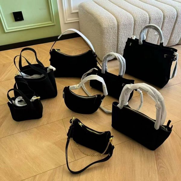 

Handbag Designer shoulder bags women hobo Genuine Leather Suede Chest pack lady Tote classic black purse messenger Vintage Underarm Evening bag Purses handbag, 2449 black 22cm