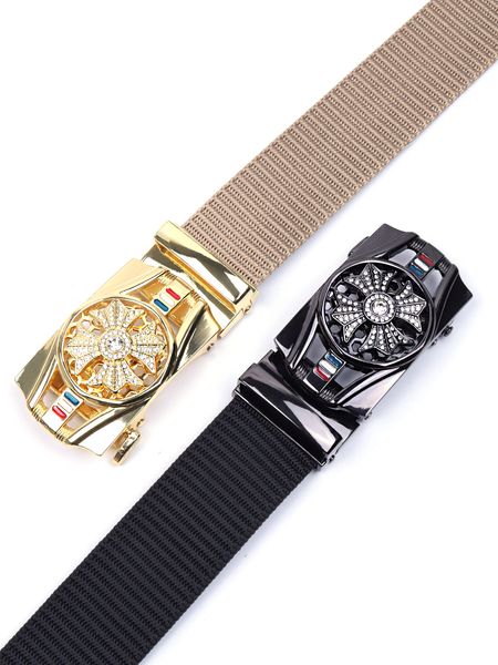 

Change of fortune explosive toothless automatic belt buckle, Black