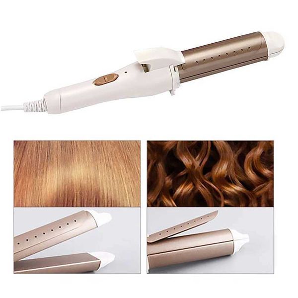 

2 in 1 Curg Iron, Ceramic Styg Wand for Dry & Wet Hair, Home Use Dual-Purpose Hair Curler, Black (XJ241010), Red