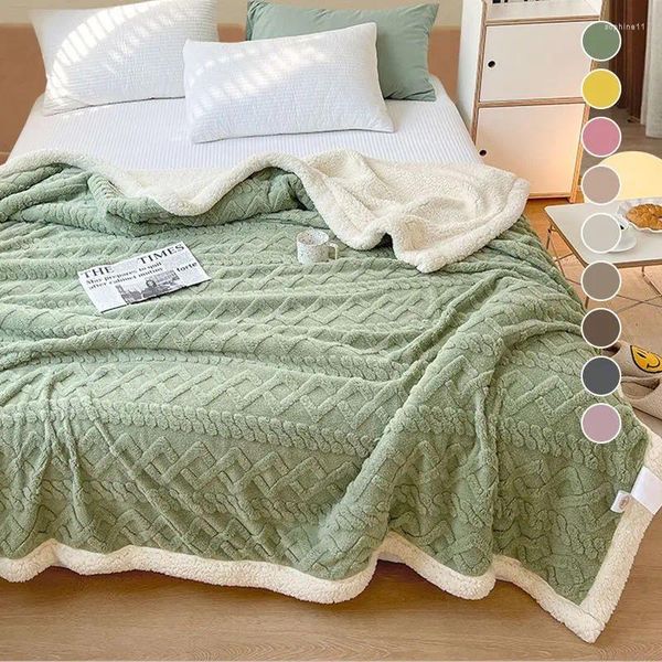 

Blankets Thickened Imitation Cashmere Throw Blanket Comforter Quilt Winter Sofa Office Air Conditioning, Multicolor