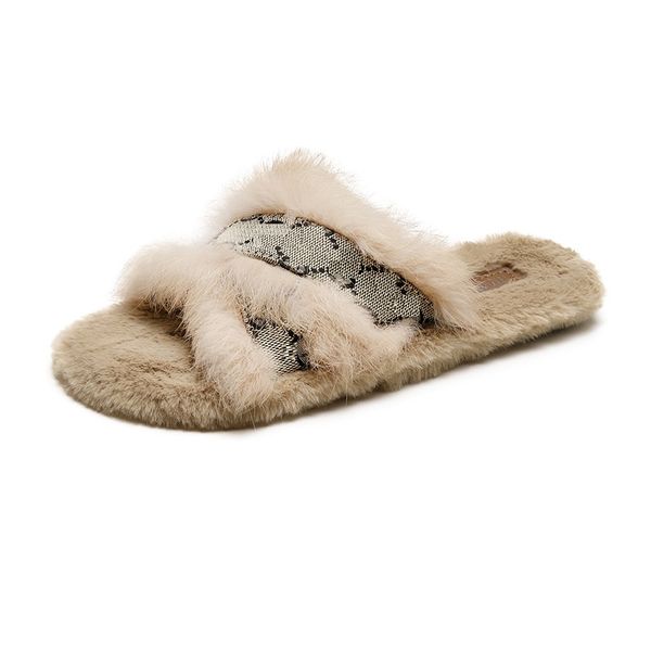 designer Winter 2024 Women shoes Fur fluffy Slide Warm Plush Slide for Girls Luxury Fur Artificial Fur Slide Cotton Shoes Indoor Fur slide
