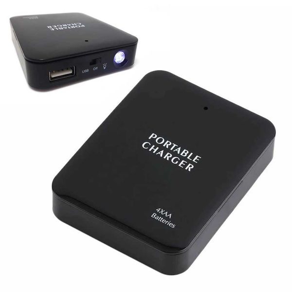 Portable Power Bank Case USB 4 AA Battery External Emergency Charger Case With LED Light For Cell Phone Z241011