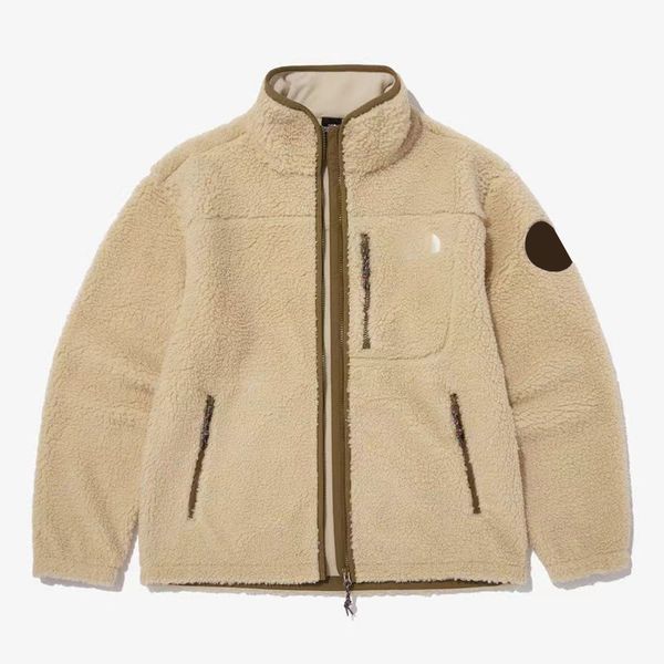 

Winter Jacket Designer Lamb Coat Reversible Wear Embroidered Standing Collar Warm jacket Men Thickened Jackets Women Hoodie leather sport slim, N14