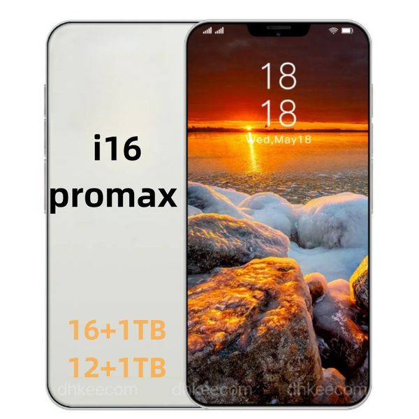 

i16 i15 Pro Max Cell Phones 6.7 Inch Smartphone 4G LTE 5G Mobile Phone Show 512GB 1TB Camera 48MP 108MP Face ID Android Smartphones, Grey