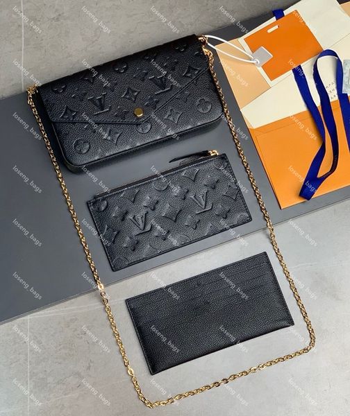 

10A New Top quality pochette felice Womens crossbody shoulder bag Original designer handbag 3PCs Purse leather chain bags fmirror quality halloween envelope tote, Style 17