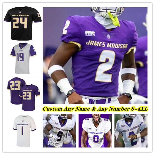 

James Madison JMU College Football Jerseys Alonza Barnett III George Pettaway Tyler Purdy Omarion Dollison Taylor Thompson Cam Ross Jacob Dobbs Khairi Manns Thomas, Men white style