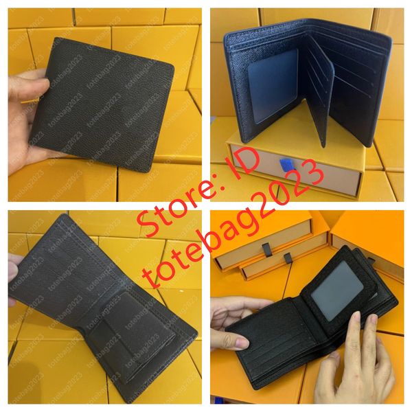 

High quality Designers Genuine Leather Fashion Designer Wallets Retro Handbag For Men Classic Card Holders Coin Purse Famous + box, Black embossing 60223