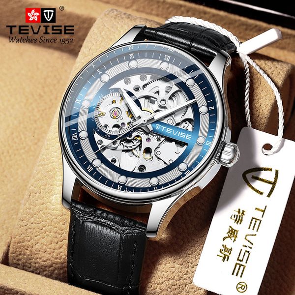 

Original Design Swiss Watch 3D Hollowed Thickened Leather Strap Waterproof Night Light Man Mechanical Watches, Clear