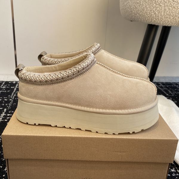 

With box Womens Tazz Slippers Tasman Fur Slides Classic Ultra Mini Platform Boots Mustard Seed Slip-on Les Petites Suede Wool Blend Comfort Winter Designer Booties AA, White