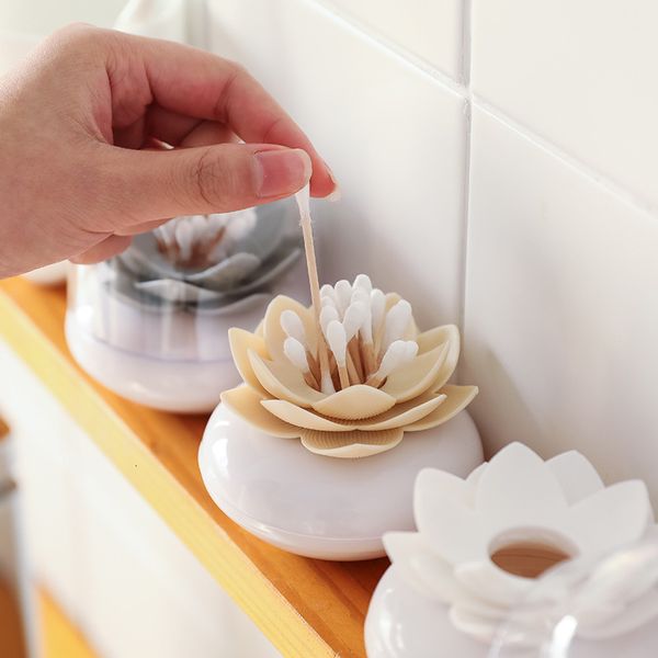 

Original Design Lotus Cotton Swab Tube Home Daily Portable Toothpick Bamboo Storage Seat Box Wholesale