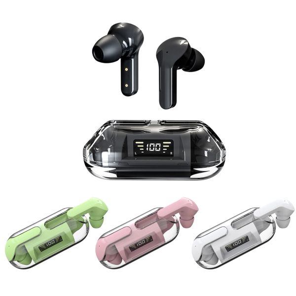 B39 Wireless Earbuds With Built In Mic Transparent Charging Case LED Display Waterproof Headphones For Running Workout Gym