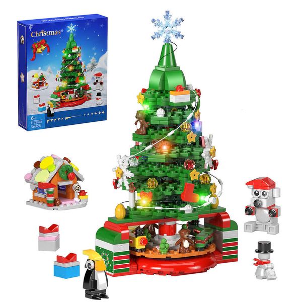 

2024 BuildMoc New Year Christmas Tree With Lights Building Bloc Set Snowman Snow Ornament Brick Soc Toys Children Xmas Gifts
