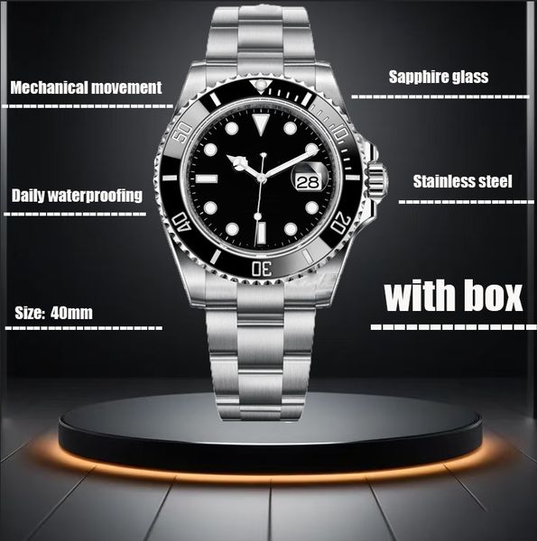 

Hot premium men's watch sapphire glass mechanical watch - blue hands and stainless steel construction, Waterproof