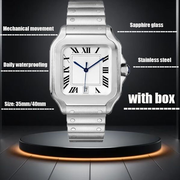 

Mechanical Watch Elegant unisex frame watch - durable stainless steel design with sapphire in a variety of colors to choose from, Waterproof