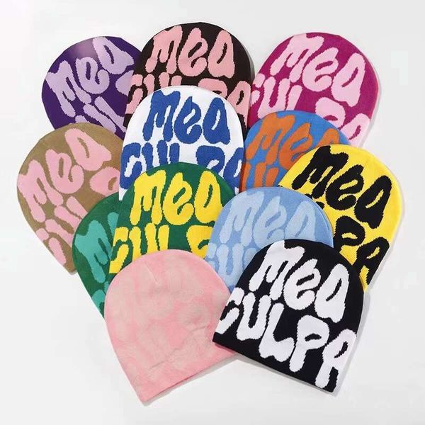 

Acrylic Knitted Beanie Trendy Cuff beanie Hat Letter Hip-hop bonnet Custom Fashionable Jacquard Autumn