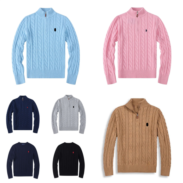 

mens designer woman half zip polos knit sweater jacket men autumn winter fashion casual long sleeve round neck pony embroidery pullover knitted sweaters, Pink