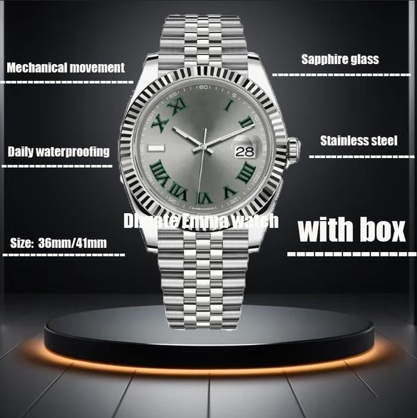 

Fashion men's Business watch automatic mechanical movement sapphire glass stainless steel 36/41mm size and original box, Black