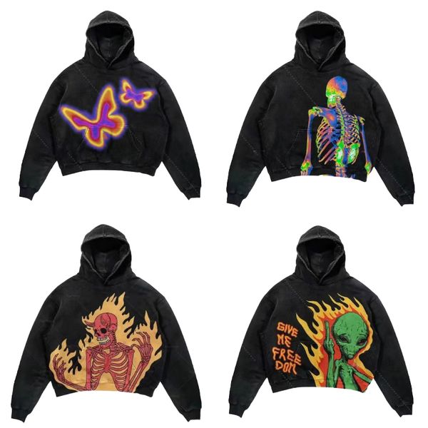

skull hoodie mens hoodie sweatshirts designer womens sweater harajuku retro Y2k hoodie streetwear gothc alphabet blast print skull patten shirt asian size s-3xl, Colour13