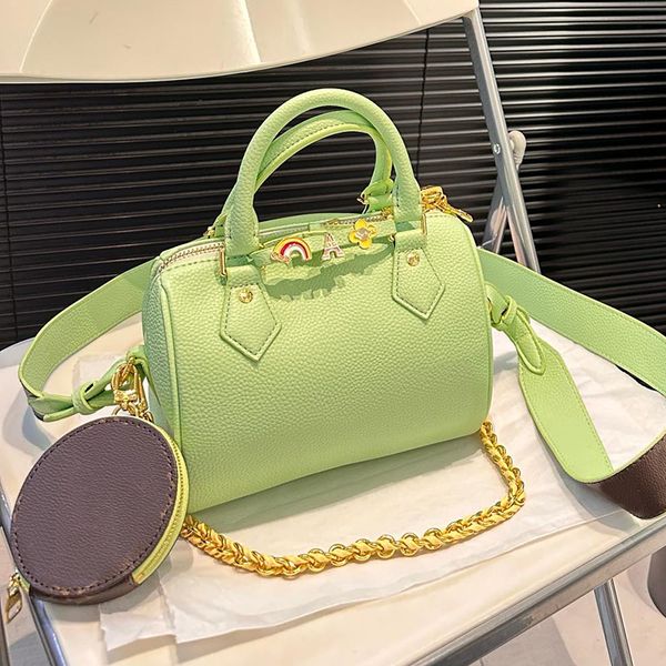 

Speed 18 I Sets Accessories Diy Shoulder Bag Brand VL wers Pattern Nappa Leather Designer Women Mini Tote Bags Lady Wide Strap Crossbody Pouch Coin Purse, Green