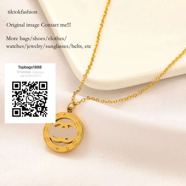 

For Women Designer Pendant Necklaces Elegant Round Letter Necklace Highly Quality Choker Chains Jewelry Accessories Plated Go