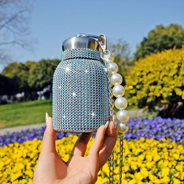 

Water Bottles Tiktok anchor with full load of diamonds small size 230ml creative pure hand held heat insulated 304 stainless steel insulation cup, Gradient