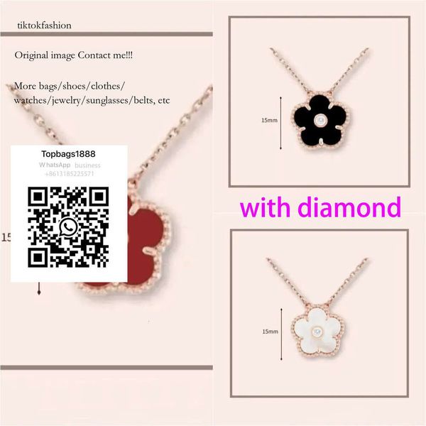 

dia sier jewelry for women Rose Gold Chains Classic Stainless Steel necklaces pendant designer clover necklace tiktokfashion