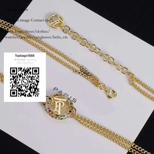 

Gold pretty's colored dia Brass Brand Necklace for women Valentine's Day Gift Designer Jewelry tiktokfashion