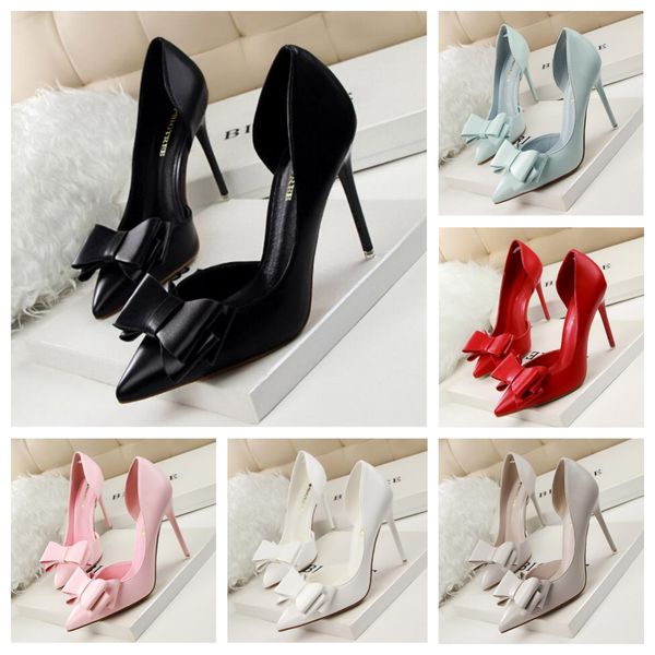 

Chunky Heel Pumps Basic Women Shoes Square Heel Round Toe Wedding Shoes Party Dancing Ladies Dress Shoes Platform Bowtie Knot, Grey
