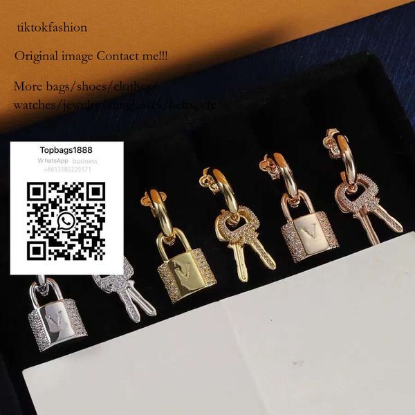 

Gold lock key personalized earrings for women, light sier earrings, party gifts designer jewelry tiktokfashion