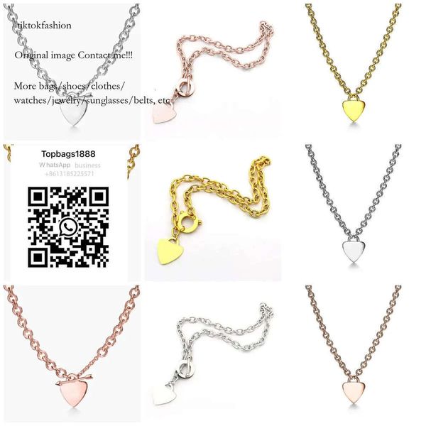 

necklaces designer chain sterg sier double heart Vintage Pink Red Letter pendant necklace jewelry disigner for woman gift tik