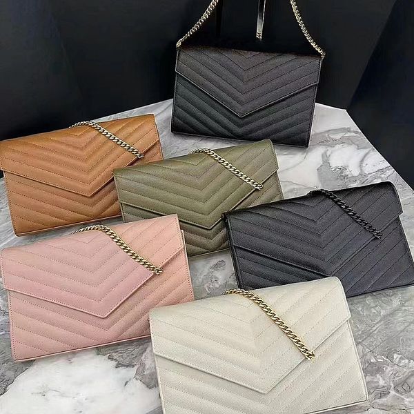 

Designer Bag Envelope Bag With Box Luxury Shoulder Bag Women Wallet Classic Black Envelope Bag Crossbody Bag Mini Purses Designer Leather Bags Size 22.5cm, #1 black+gold chain