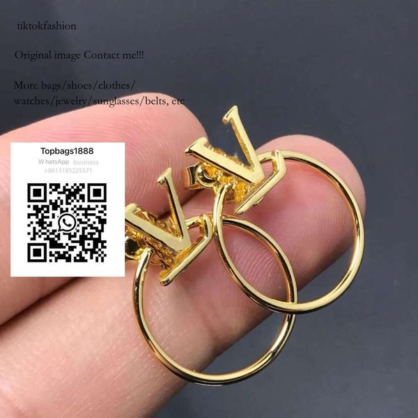 

Gold minimalist fashion letters hoop earrings Valentine's Day gift classic designer jewelry. tiktokfashion