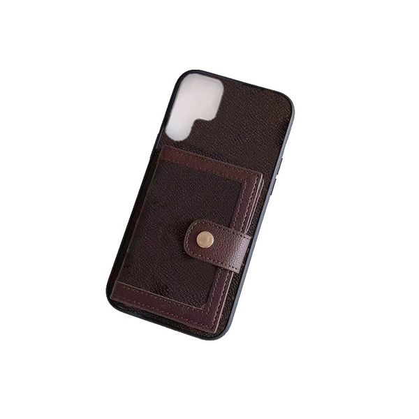 Card Holder Designer Phone Case for Samsung Galaxy S25 S24 S23 S22 Plus Note 20 Ultra Luxury PU Leather Wallet Photo Frame Kickstand Back Cover Coque Funda Brown Flower