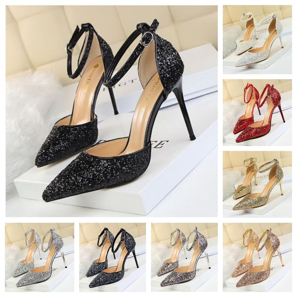 

New White Ankle Pearl Strap Strappy Design Fashion High Heels Women Pumps Stiletto Sexy Dress Wedding Bridal Shoes Dress Shoes, Grey