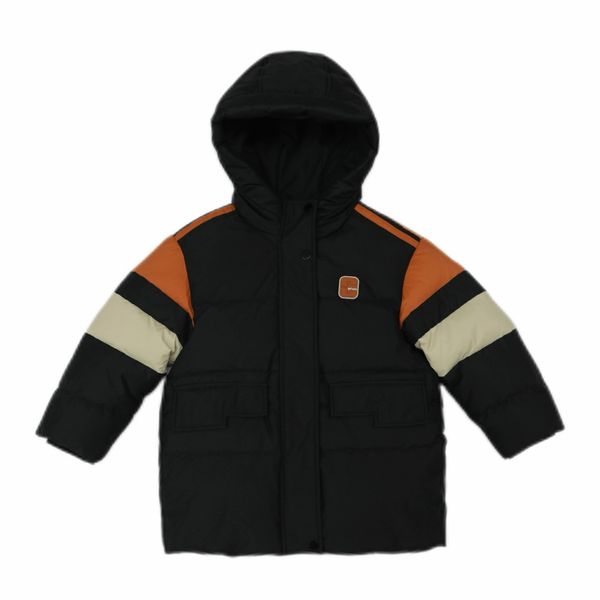 

Custom Kids Long Winter Puffer Jacket with Hood Zipper Closure Woven Outerwear Clothing for Boys, Black