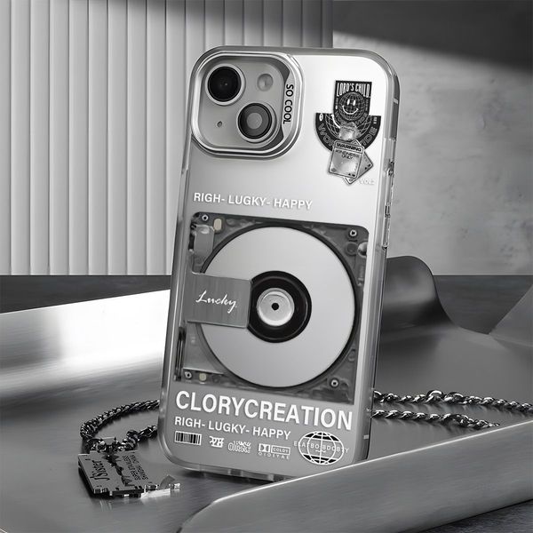 

CD Records Phone Case for iPhone 16 15 14 13 Pro 12 11 Pro Xs X XR Max 8 7 SE Laser Hard PC+TPU Cases Back Cover-H403, S419p1gray