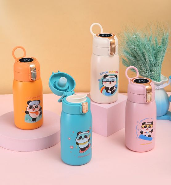 

Smart 316 stainless steel thermos cup Cartoon Panda children's bouncing cup Cute student sports pea cup, Orange panda