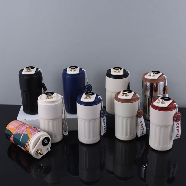 

New 316 stainless steel coffee cup high appearance level temperature thermos cup men and women car accompanying gift water cup, Blue and white