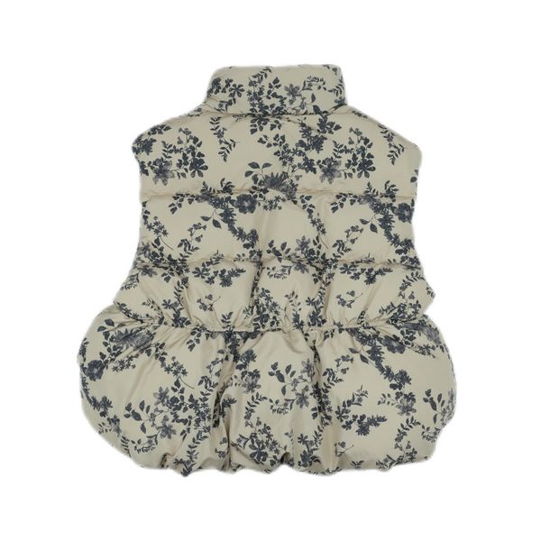 

New Women's Winter down Vest with Chinese Ink Painting Digital Print Shoulder Style Jacket, Gray