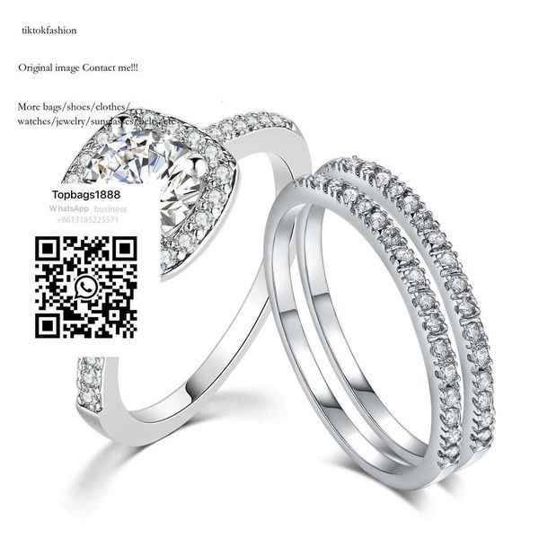 

Wedding Engagement Rings Set For Women Couple Square Sier Color Cubic Zircon Birde Ring Dazzg Fashion Jewelry Sr531-M tiktokf
