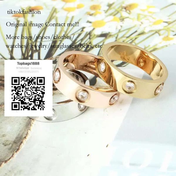 

4mm 5mm 6mm titanium steel sier love with six dia men and women rose gold lovers couple ring for gift tiktokfashion