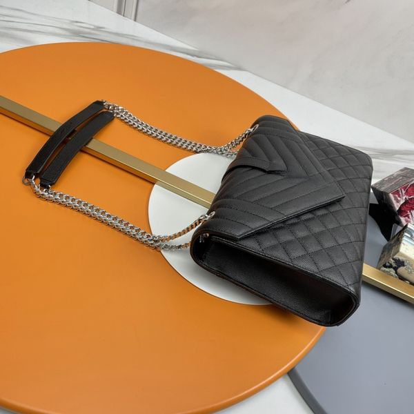 

tote bags designer women crossbody handbag21cm 24cm 31cm Top quality black double chain real cowhide shoulder bag with box, Black-e 24cm
