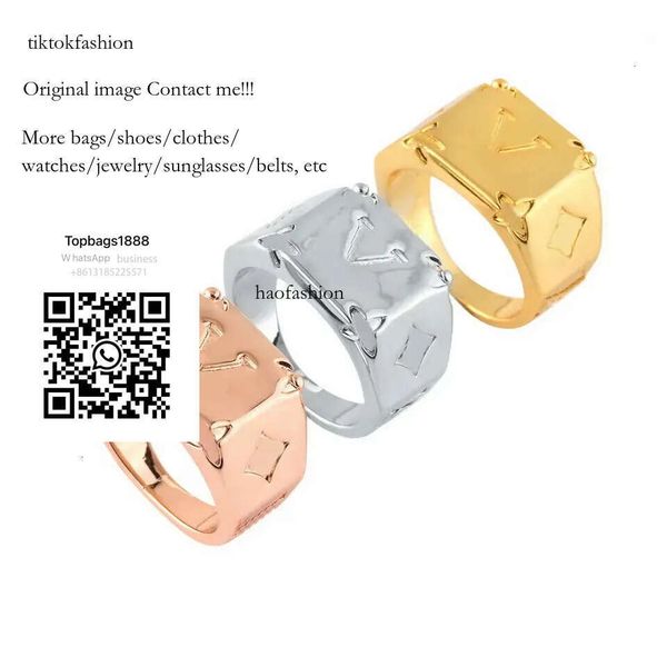 

Europe America Fashion Men Lady Women Rings Stainless Steel Engraved Wer V Letter Signet Ring 3 Color M62487 Size Us6-Us10 ti