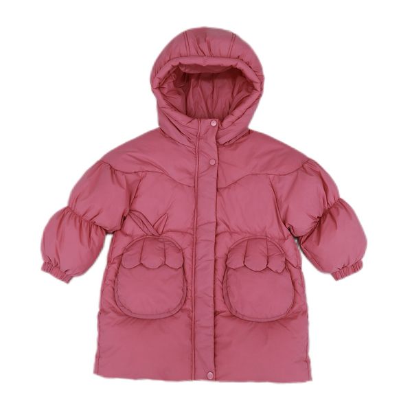 

Girls Lightweight Winter Jacket Waterproof Windproof Collar Zipper Closure Cute Pocket Solid Color Woven Fabric Age Kids, Pink
